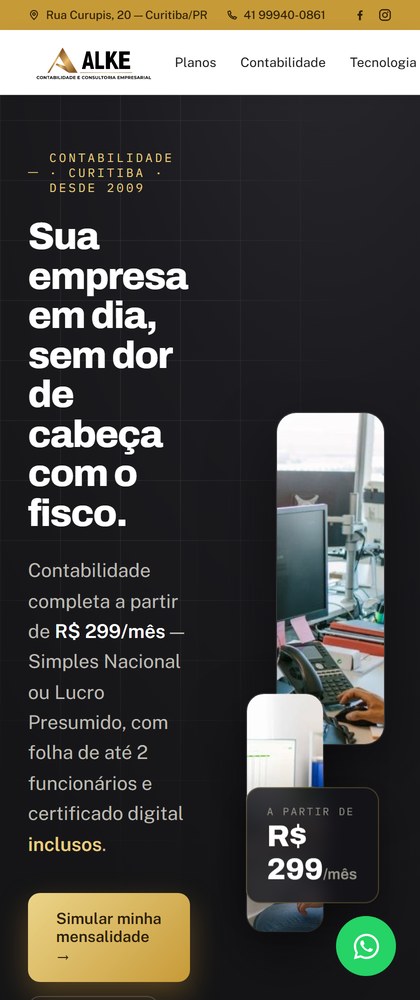 Case Alke Contabilidade — versão mobile