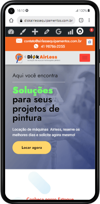 Registro de tela Disck Airless portfólio e-commerce