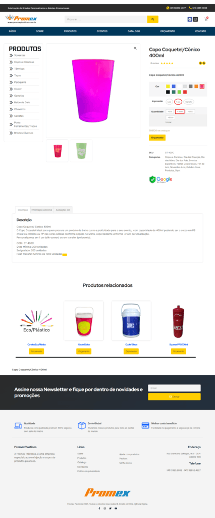 Promex plásticos portfólio ecommerce